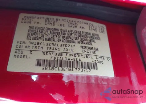 2008 Nissan Versa 1.8S from USA, damaged, VIN 3N1BC13E98L370717